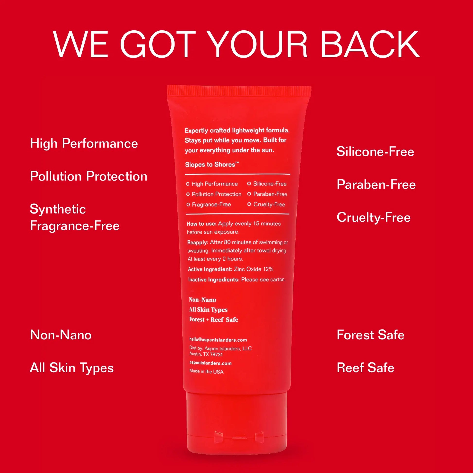 Aspen Islanders - Sheer Mineral Sport Sunscreen SPF50 - Back
